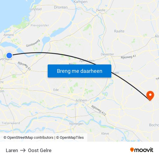 Laren to Oost Gelre map