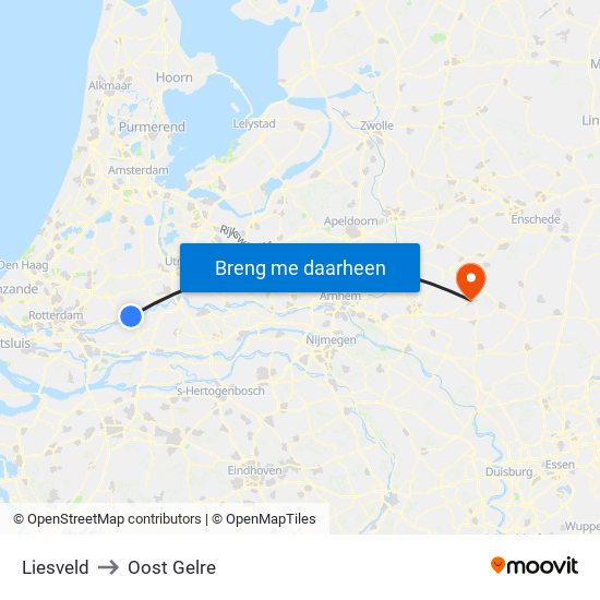 Liesveld to Oost Gelre map