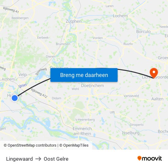 Lingewaard to Oost Gelre map