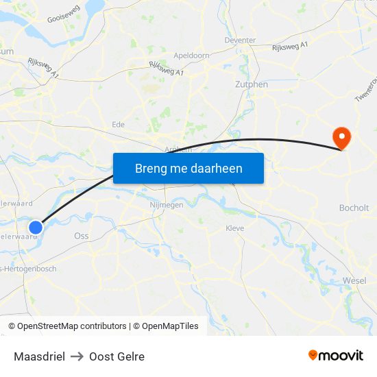 Maasdriel to Oost Gelre map