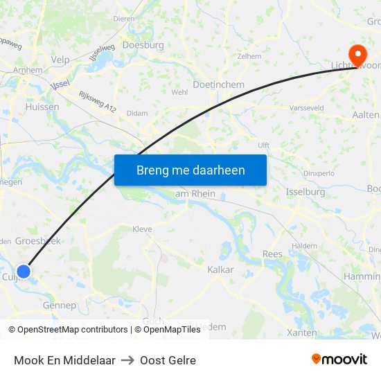 Mook En Middelaar to Oost Gelre map