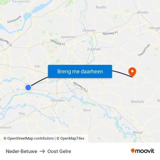 Neder-Betuwe to Oost Gelre map