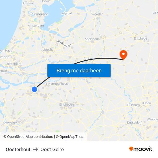 Oosterhout to Oost Gelre map