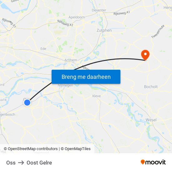 Oss to Oost Gelre map