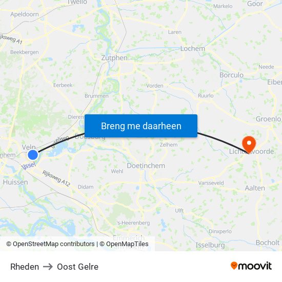 Rheden to Oost Gelre map