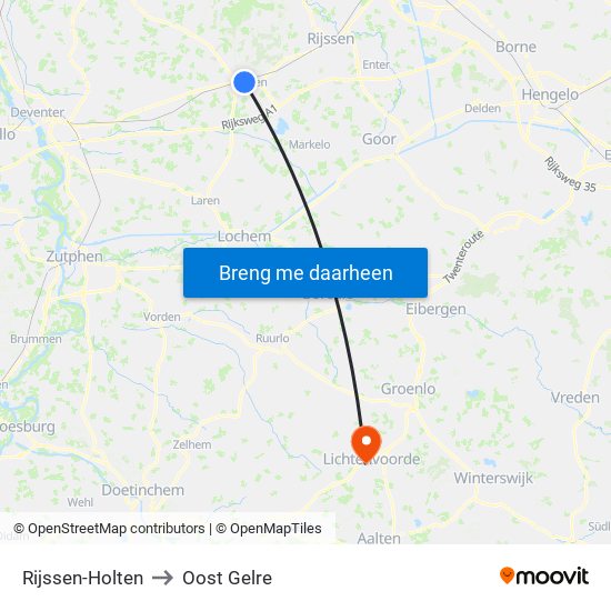 Rijssen-Holten to Oost Gelre map