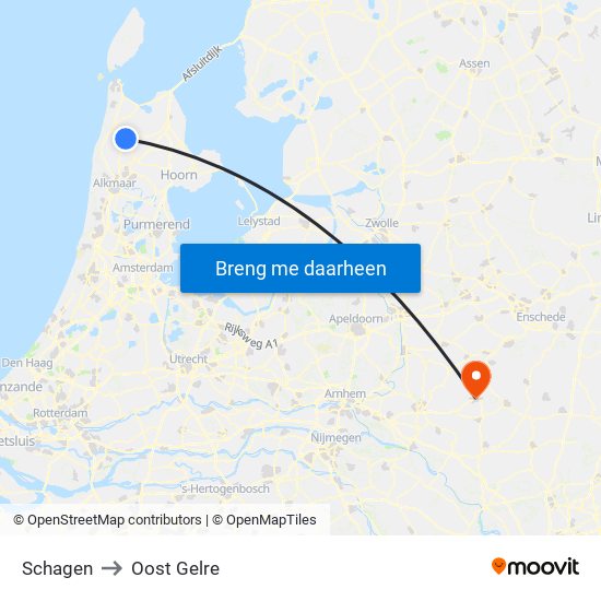 Schagen to Oost Gelre map