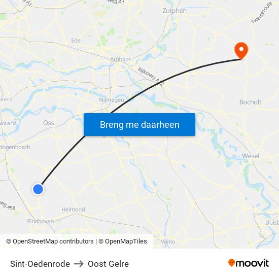 Sint-Oedenrode to Oost Gelre map