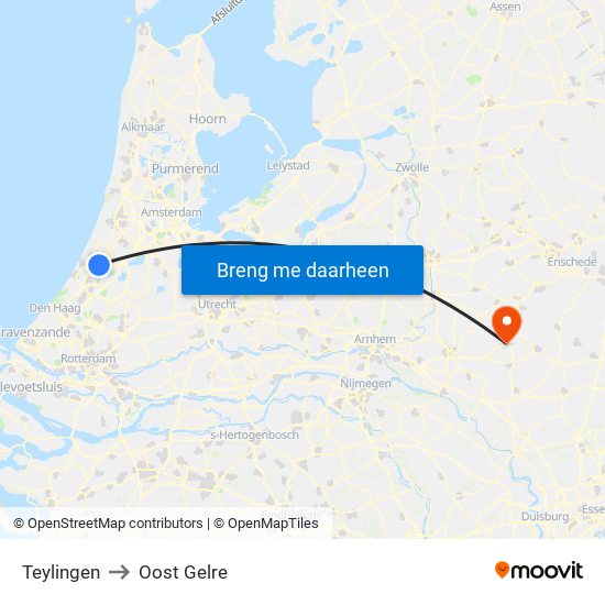 Teylingen to Oost Gelre map