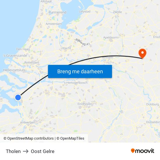 Tholen to Oost Gelre map