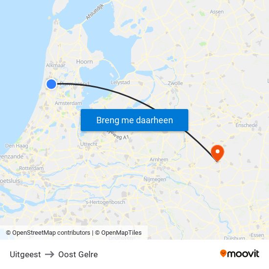 Uitgeest to Oost Gelre map