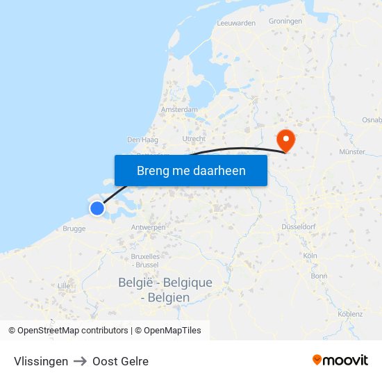 Vlissingen to Oost Gelre map