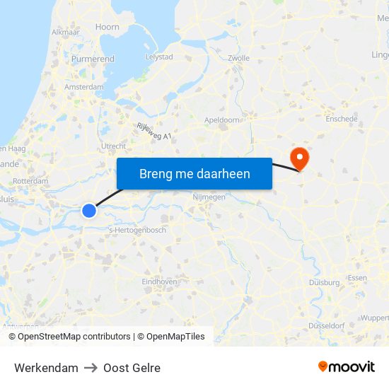 Werkendam to Oost Gelre map