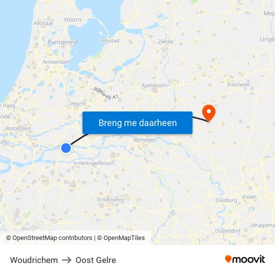 Woudrichem to Oost Gelre map