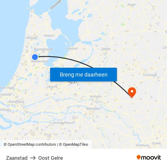 Zaanstad to Oost Gelre map