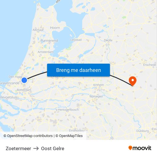 Zoetermeer to Oost Gelre map