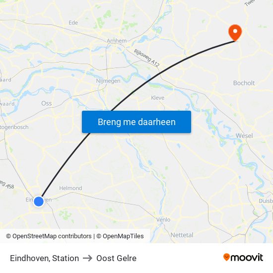 Eindhoven, Station to Oost Gelre map