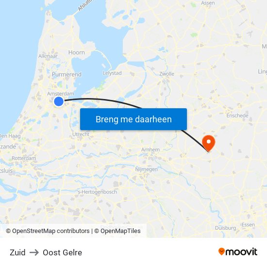 Zuid to Oost Gelre map
