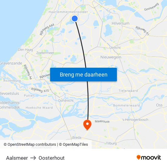 Aalsmeer to Oosterhout map