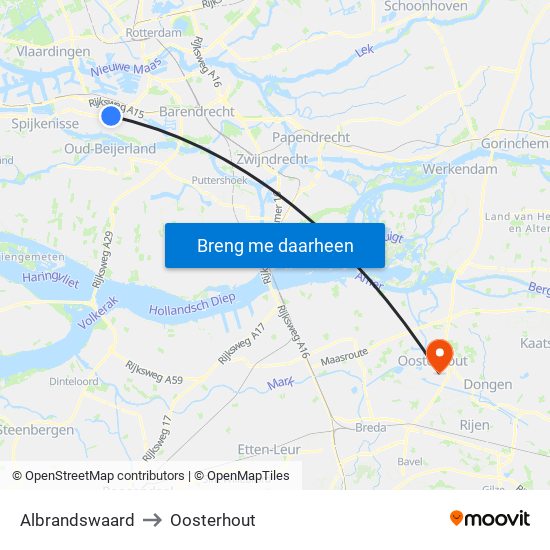 Albrandswaard to Oosterhout map