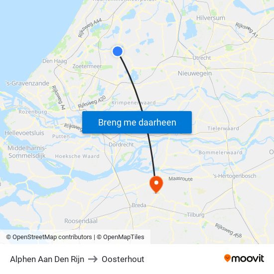Alphen Aan Den Rijn to Oosterhout map