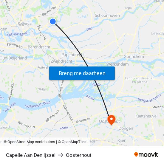 Capelle Aan Den Ijssel to Oosterhout map