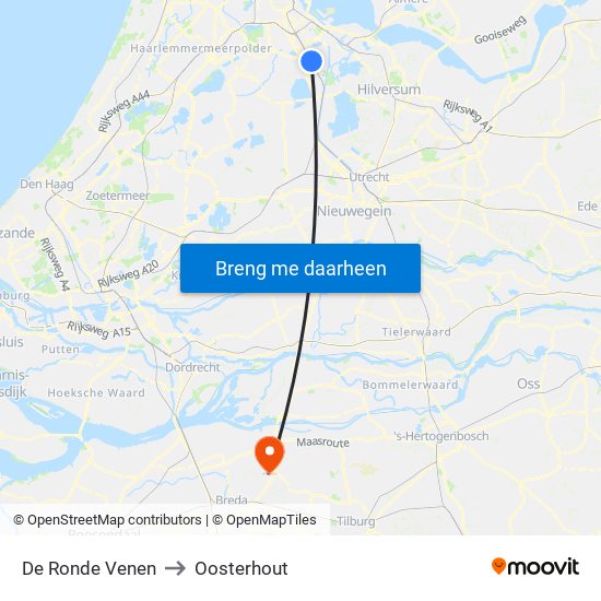 De Ronde Venen to Oosterhout map