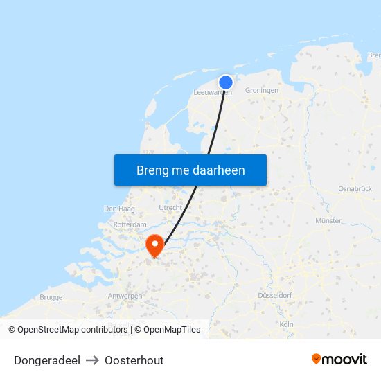 Dongeradeel to Oosterhout map