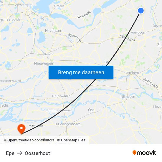 Epe to Oosterhout map