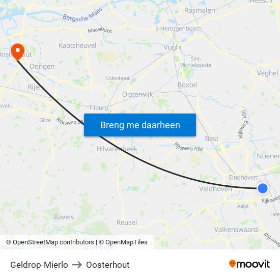 Geldrop-Mierlo to Oosterhout map
