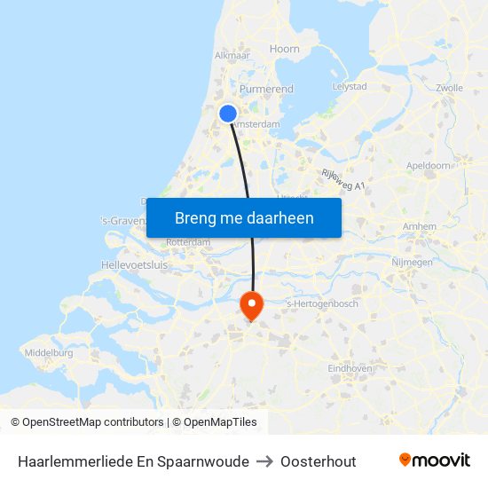Haarlemmerliede En Spaarnwoude to Oosterhout map