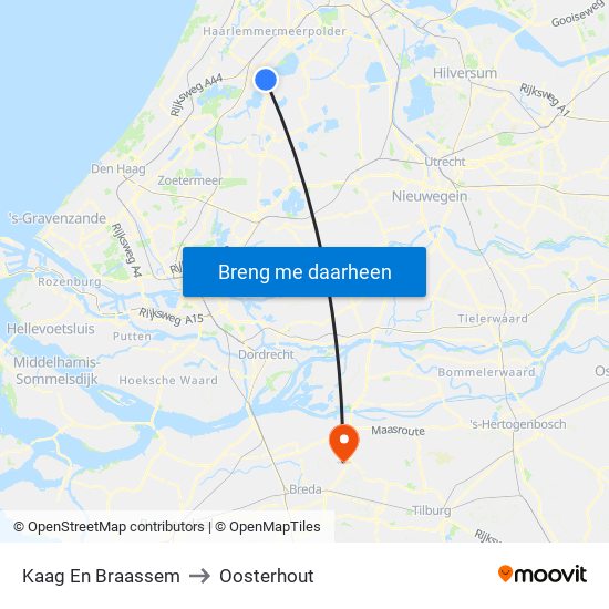 Kaag En Braassem to Oosterhout map