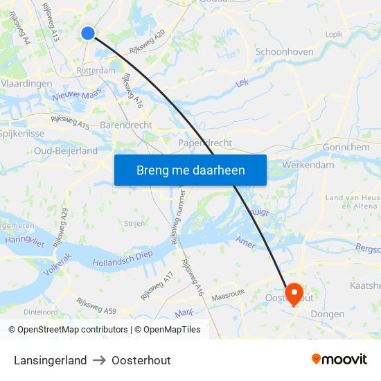 Lansingerland to Oosterhout map
