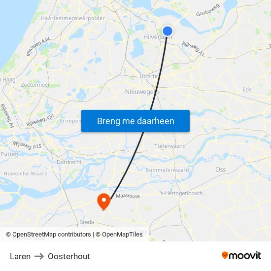 Laren to Oosterhout map