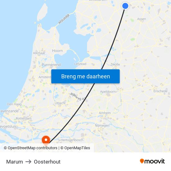 Marum to Oosterhout map