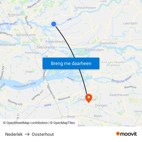 Nederlek to Oosterhout map