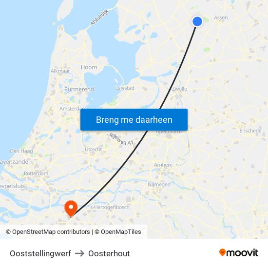 Ooststellingwerf to Oosterhout map