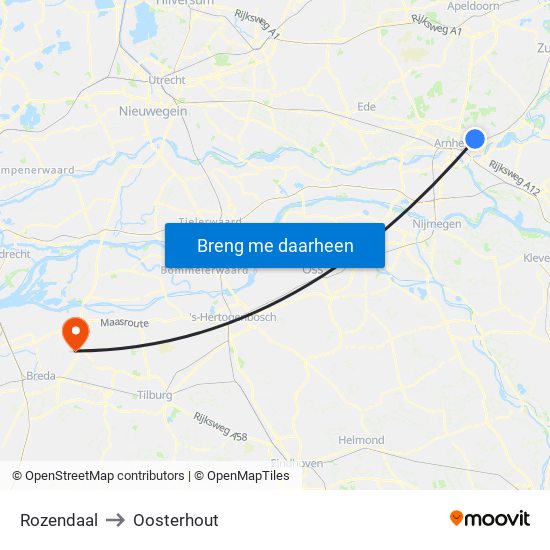 Rozendaal to Oosterhout map