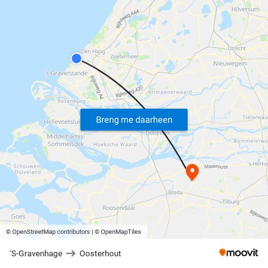 'S-Gravenhage to Oosterhout map