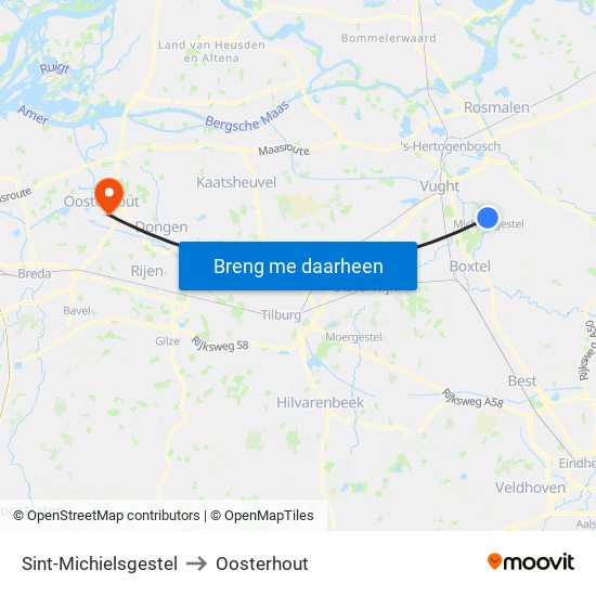 Sint-Michielsgestel to Oosterhout map