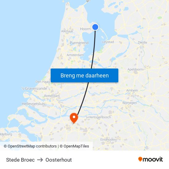 Stede Broec to Oosterhout map