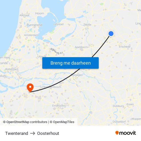 Twenterand to Oosterhout map