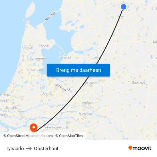 Tynaarlo to Oosterhout map