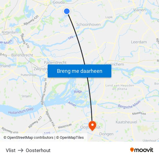 Vlist to Oosterhout map