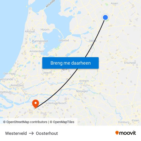 Westerveld to Oosterhout map