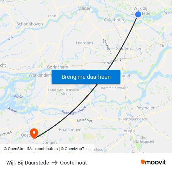 Wijk Bij Duurstede to Oosterhout map