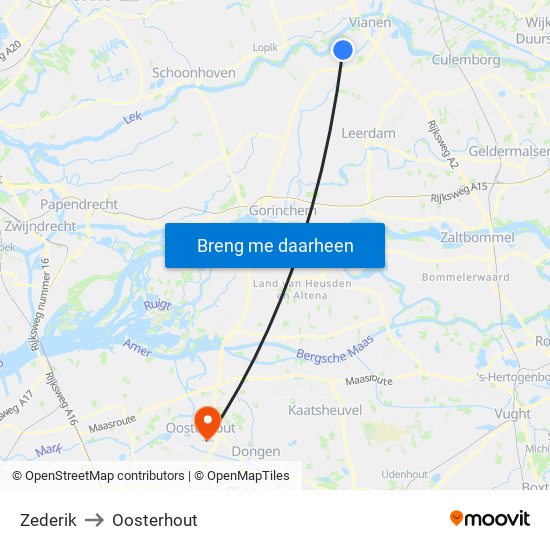 Zederik to Oosterhout map