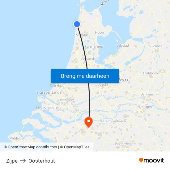 Zijpe to Oosterhout map