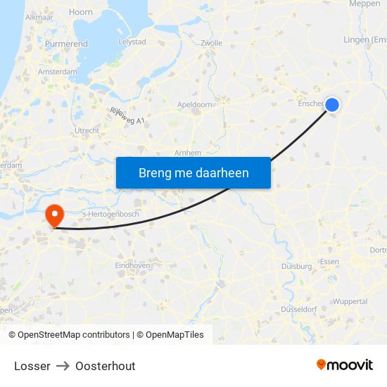 Losser to Oosterhout map