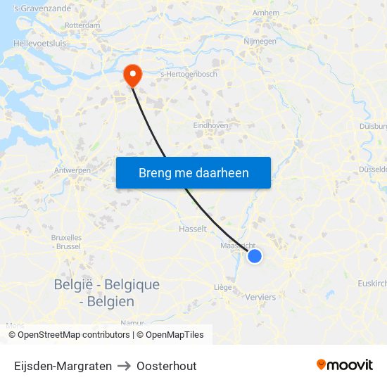 Eijsden-Margraten to Oosterhout map